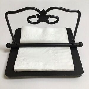 Longaberger Wrought Iron Napkin Holder Black Maple Leaf Heavy Foundry Collection
